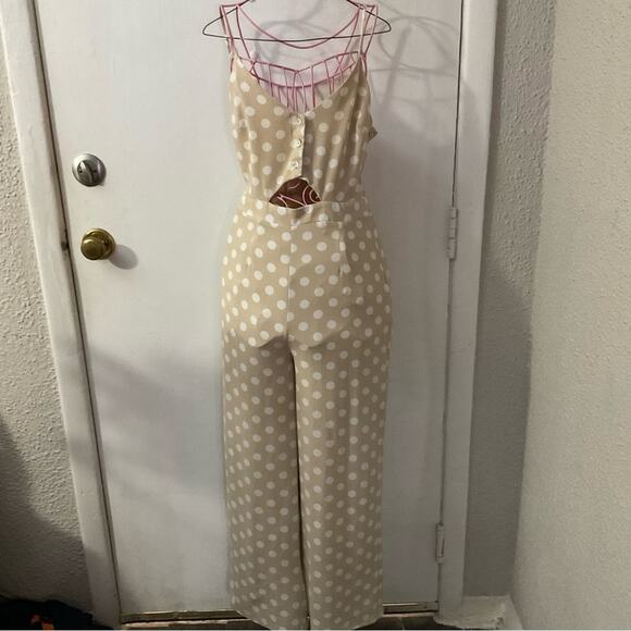Sage the Label Polka Dot Print Cut Out Jumpsuit XS Preppy Retrogirl Glam Twee - Picture 1 of 10